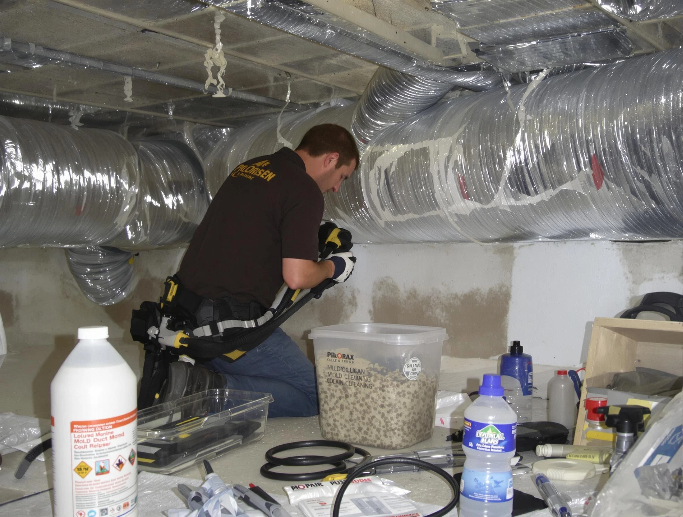 Stockbridge Air Duct Cleaning specialist performing professional mold removal from air ducts in Stockbridge