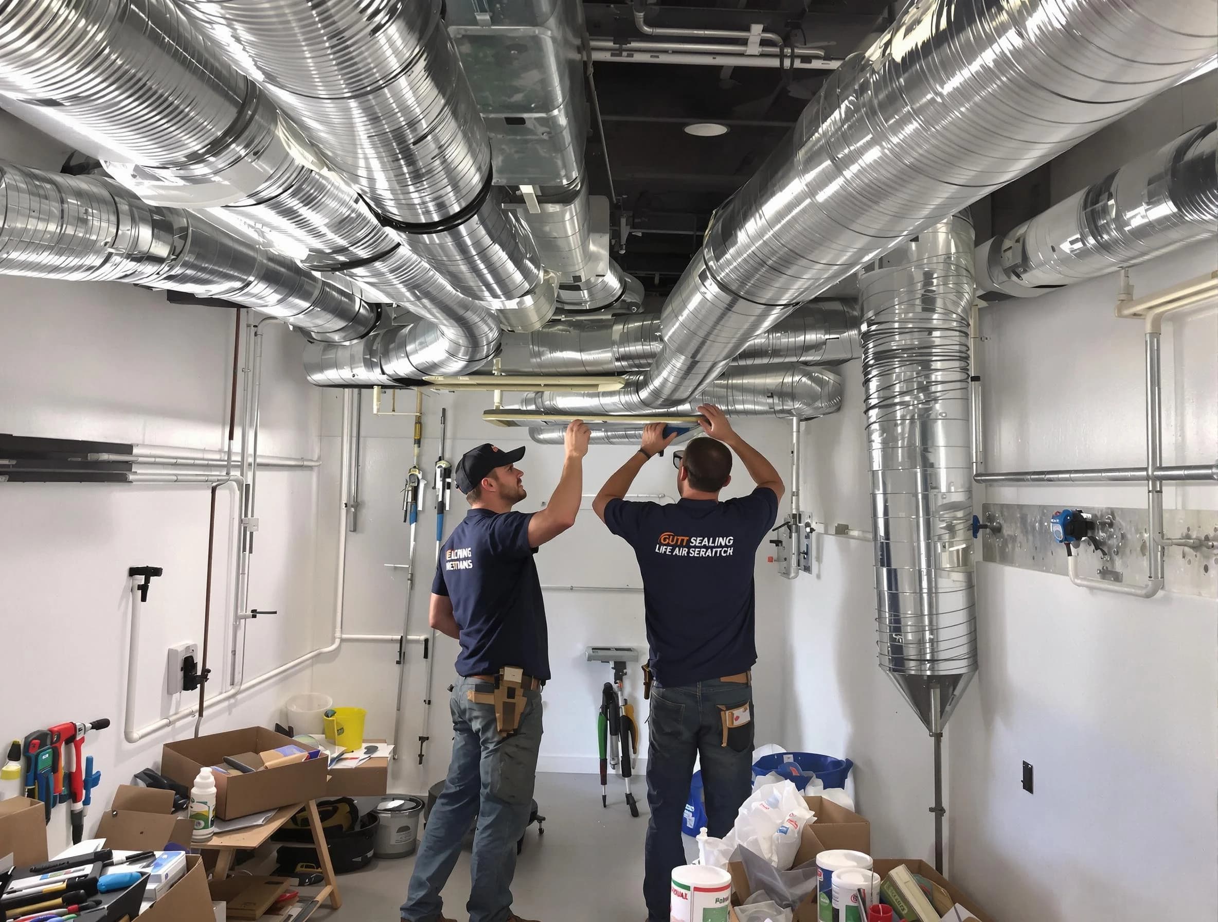 Stockbridge Air Duct Cleaning technician applying professional duct sealing solutions in Stockbridge