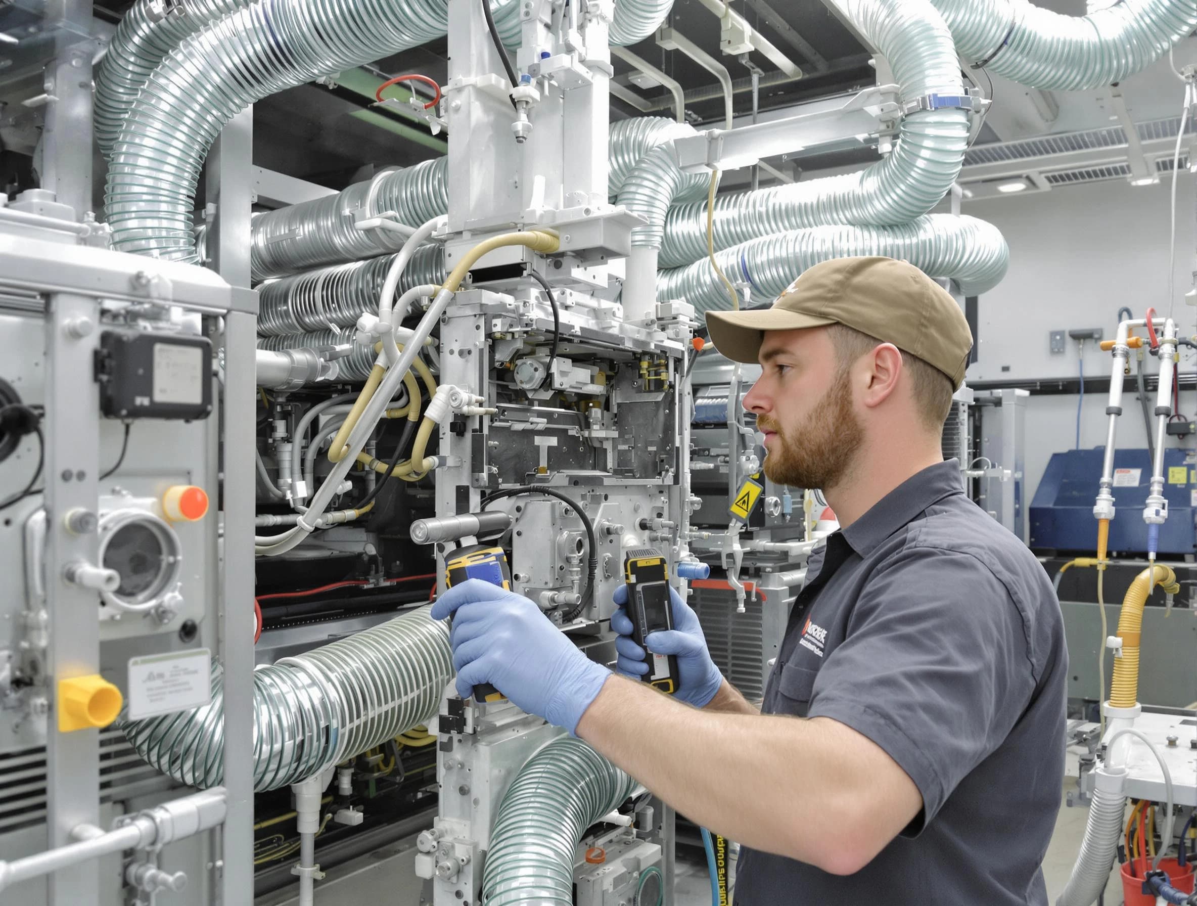 Stockbridge Air Duct Cleaning technician performing precision commercial coil cleaning at a business facility in Stockbridge