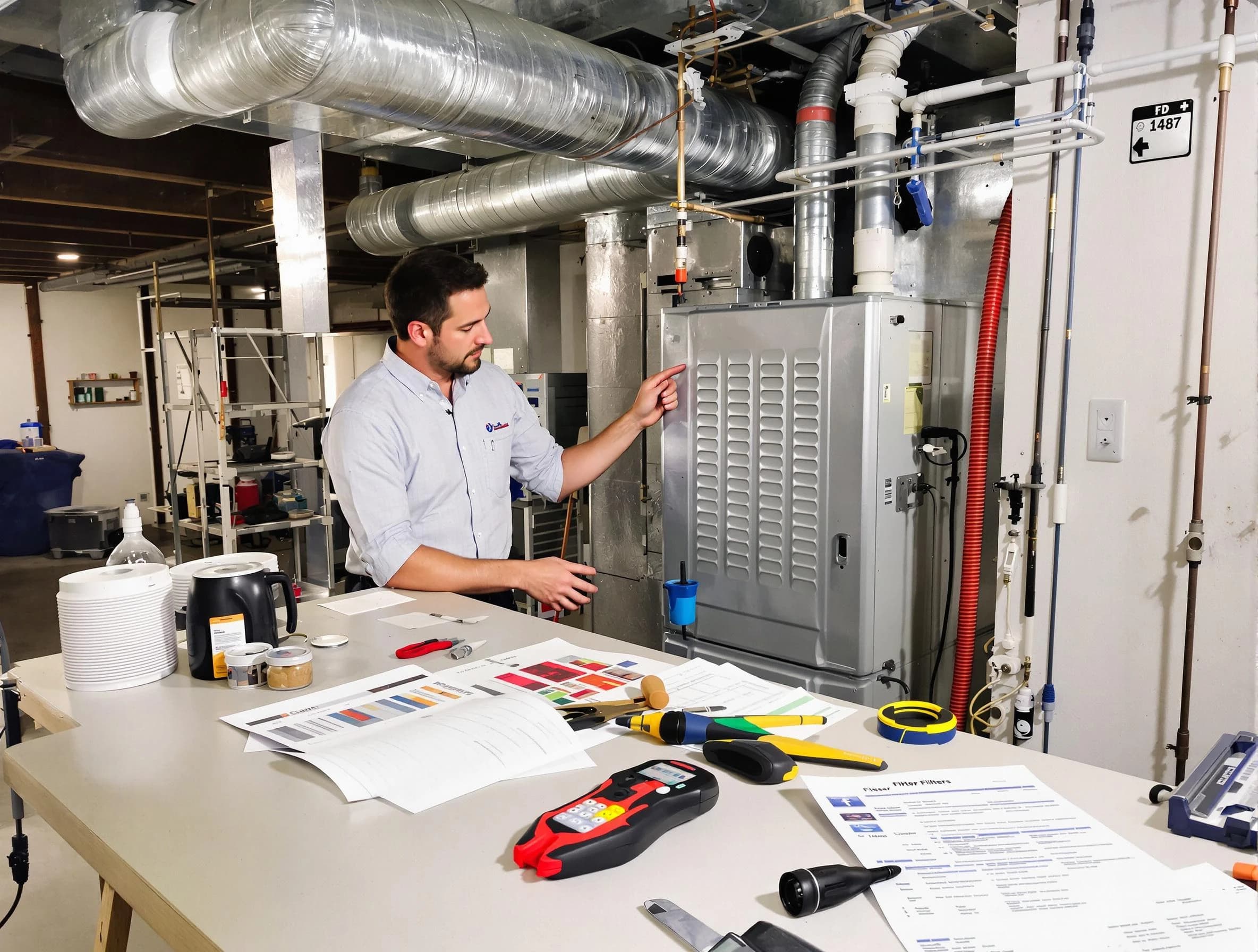 Stockbridge Air Duct Cleaning inspector conducting detailed filter system evaluation using professional diagnostic tools in Stockbridge