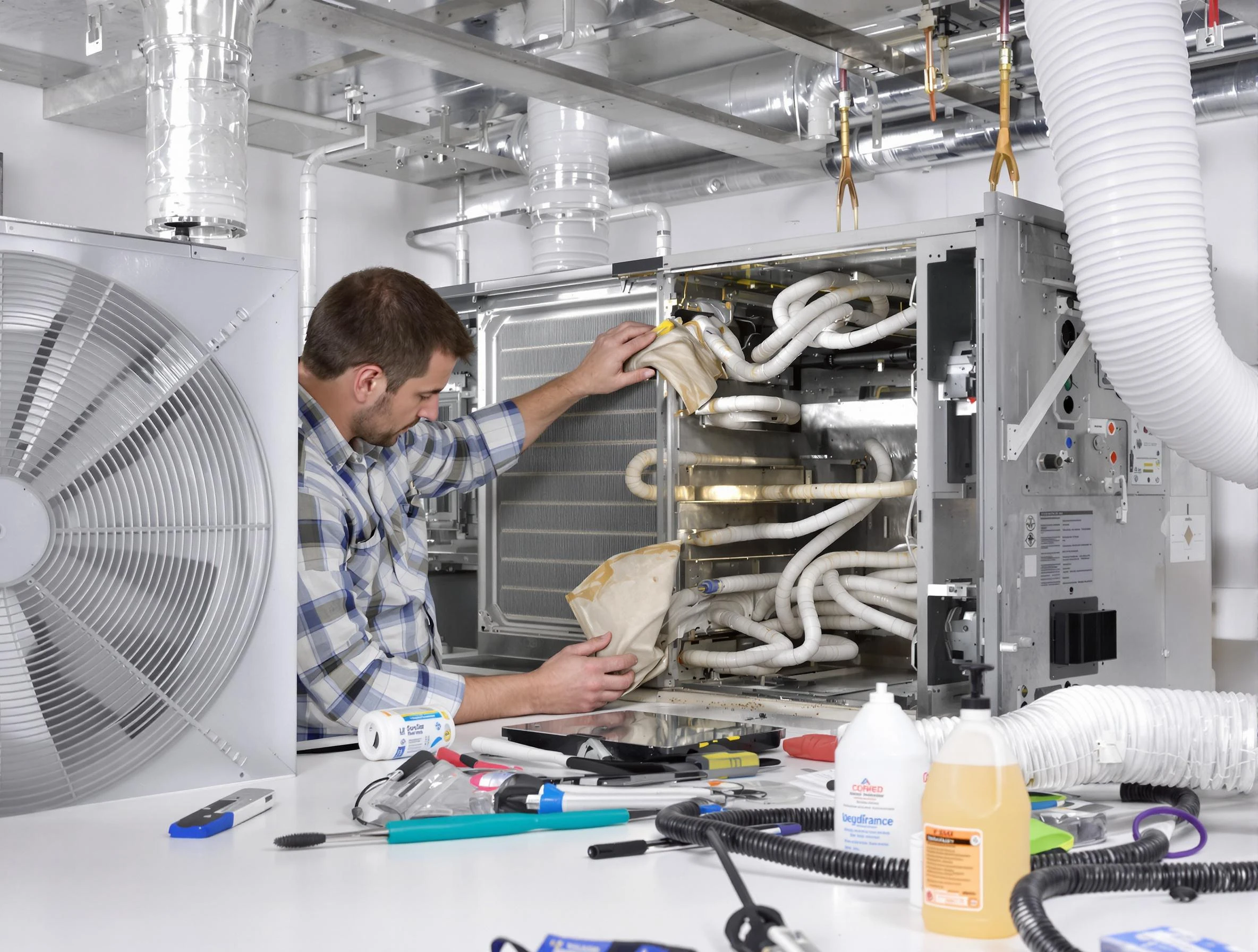 Stockbridge Air Duct Cleaning specialist performing precision AC coil cleaning in Stockbridge